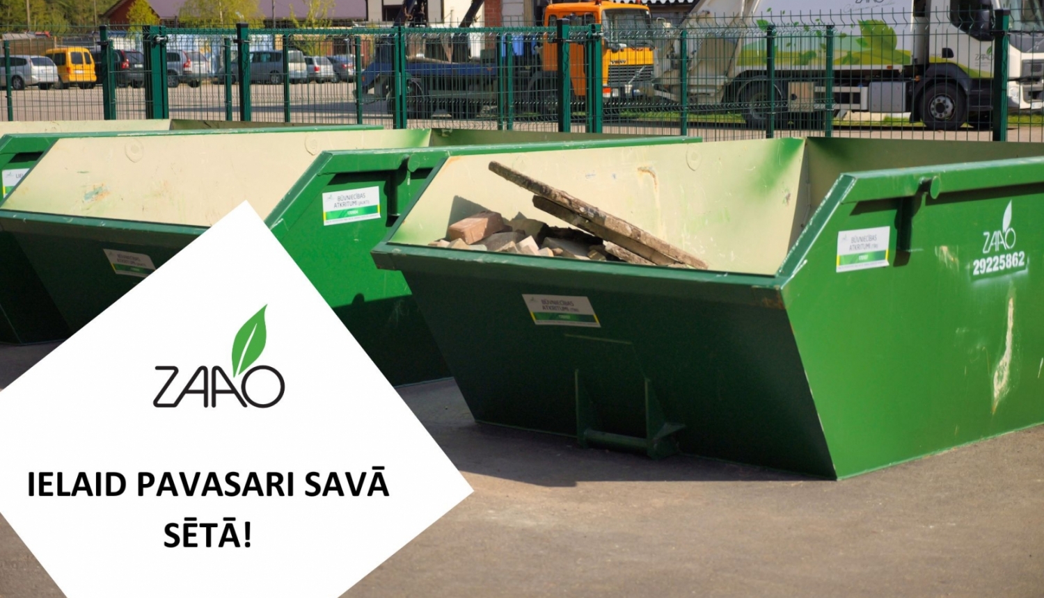 Zaļš konteineris būvniecības atkritumiem